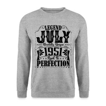 July 1951. Birthday present July 1951. - Unisex Sweatshirt - salt & pepper - Front - Alina (178cm) & Michal (187cm)