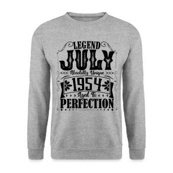 Juillet 1954. Cadeau d'Anniversaire juillet 1954. - Sweat-shirt Unisexe - gris chiné - Devant - Alina (178cm) & Michal (187cm)