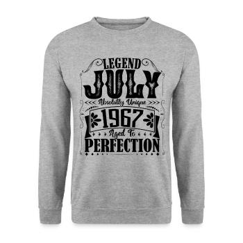 Juillet 1967. Cadeau d'Anniversaire juillet 1967. - Sweat-shirt Unisexe - gris chiné - Devant - Alina (178cm) & Michal (187cm)