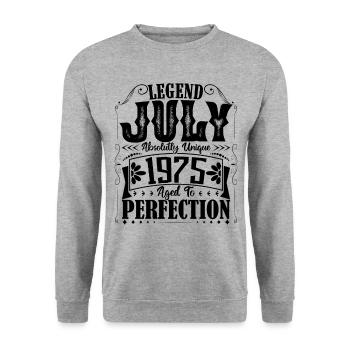 July 1975. Birthday gift July 1975. - Unisex Sweatshirt - salt & pepper - Front - Alina (178cm) & Michal (187cm)