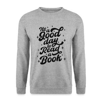C’est une bonne journée pour lire un livre - Sweat-shirt Unisexe - gris chiné - Devant - Alina (178cm) & Michal (187cm)