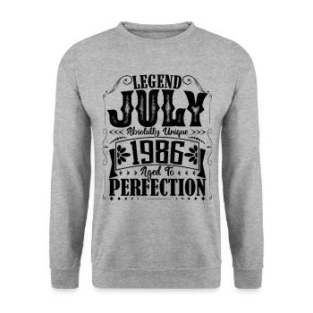 July 1986. Birthday present July 1986. - Unisex Sweatshirt - salt & pepper - Front - Alina (178cm) & Michal (187cm)