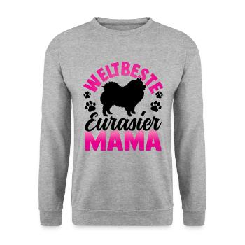 Beste Eurasier Mama Spitz Eurasian Dog - Unisex Pullover - Weißgrau meliert - Vorne - Alina (178cm) & Michal (187cm)