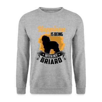 Briard me rend heureux Berger de Brie - Sweat-shirt Unisexe - gris chiné - Devant - Alina (178cm) & Michal (187cm)