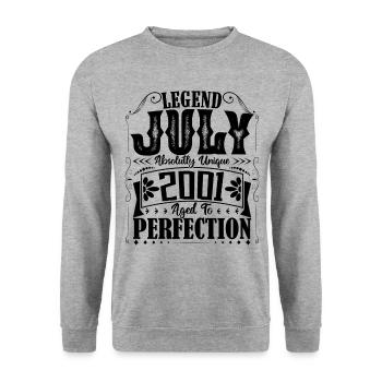 Juillet 2001. Cadeau d'Anniversaire juillet 2001. - Sweat-shirt Unisexe - gris chiné - Devant - Alina (178cm) & Michal (187cm)