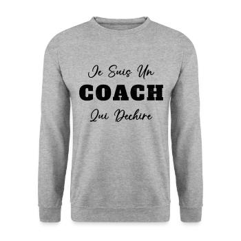Je Suis Un Coach Qui Déchire Entraîneur Drôle - Sweat-shirt Unisexe - gris chiné - Devant - Alina (178cm) & Michal (187cm)
