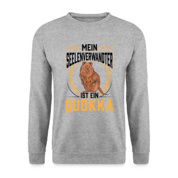 Quokka ist mein Seelenverwandter Beuteltier - Unisex Pullover - Weißgrau meliert - Vorne - Alina (178cm) & Michal (187cm)