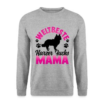 Beste Harzer Fuchs Mama altdeutscher Hütefuchs - Unisex Pullover - Weißgrau meliert - Vorne - Alina (178cm) & Michal (187cm)