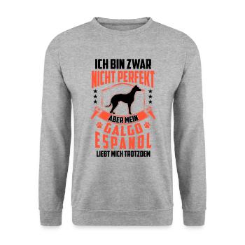 Galgo Espanol liebt mich Spanischer Windhund - Unisex Pullover - Weißgrau meliert - Vorne - Alina (178cm) & Michal (187cm)