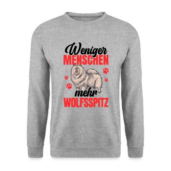 Mehr Wolfsspitz Deutscher Keeshond - Unisex Pullover - Weißgrau meliert - Vorne - Alina (178cm) & Michal (187cm)