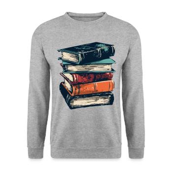 Stack of books for bookworms and bookworms - Unisex Sweatshirt - salt & pepper - Front - Alina (178cm) & Michal (187cm)