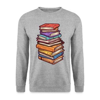 Stack of books for bookworms and bookworms - Unisex Sweatshirt - salt & pepper - Front - Alina (178cm) & Michal (187cm)