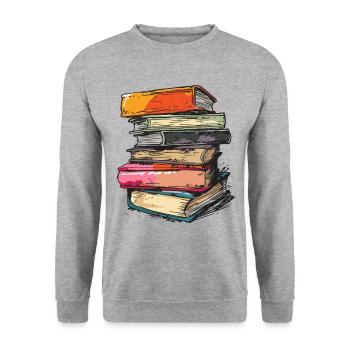 Stack of books for bookworms and bookworms - Unisex Sweatshirt - salt & pepper - Front - Alina (178cm) & Michal (187cm)