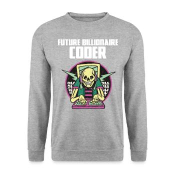 Future billionaire coder - Unisex Sweatshirt - salt & pepper - Front - Alina (178cm) & Michal (187cm)