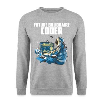 Future billionaire coder - Unisex Sweatshirt - salt & pepper - Front - Alina (178cm) & Michal (187cm)