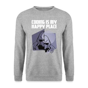 Coding is my happy place - Unisex Pullover - Weißgrau meliert - Vorne - Alina (178cm) & Michal (187cm)