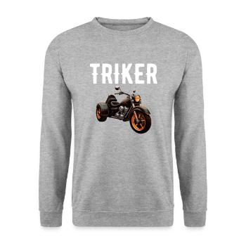 Motortrike Three Wheeled Motorcycle Triker - Unisex Pullover - Weißgrau meliert - Vorne - Alina (178cm) & Michal (187cm)