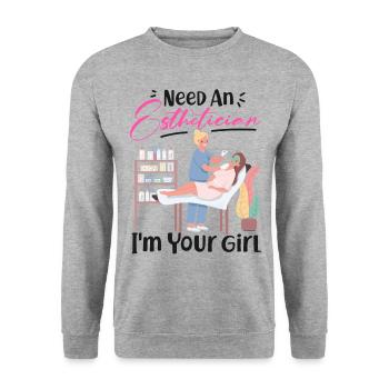 Soins de la peau d’esthéticienne agréée mignonne - Sweat-shirt Unisexe - gris chiné - Devant - Alina (178cm) & Michal (187cm)
