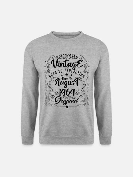 Jahrgang, geboren im August 1964. Geburtstag August 1964 - Unisex Pullover - Weißgrau meliert