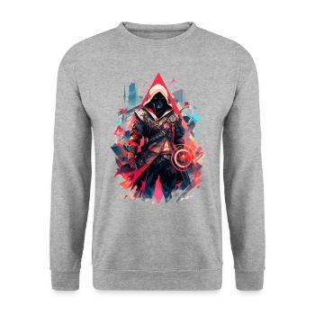 Epic Gamer Cyber Assassin Robot Pirate - Sweat-shirt Unisexe - gris chiné - Devant - Alina (178cm) & Michal (187cm)