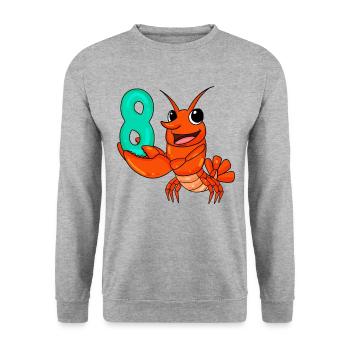 Homard motif 8e anniversaire - huit ans - Sweat-shirt Unisexe - gris chiné - Devant - Alina (178cm) & Michal (187cm)