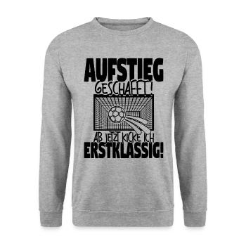 Einschulung Schulkind Fußball Schulanfang Geschenk - Unisex Pullover - Weißgrau meliert - Vorne - Alina (178cm) & Michal (187cm)