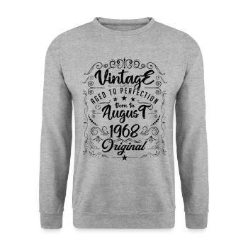 Vintage born in August 1968. Birthday August 1968 - Unisex Sweatshirt - salt & pepper - Front - Alina (178cm) & Michal (187cm)