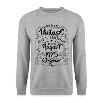 Vintage Né(e) en Août 1975. anniversaire août 1975 - Sweat-shirt Unisexe - gris chiné - Devant - Alina (178cm) & Michal (187cm)