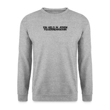 Feuerwehr - Ein Held in jedem Feuerwehrmann - Unisex Pullover - Weißgrau meliert - Vorne - Alina (178cm) & Michal (187cm)
