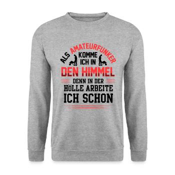 Amateurfunker arbeiten in der Hölle Funkamateur - Unisex Pullover - Weißgrau meliert - Vorne - Alina (178cm) & Michal (187cm)