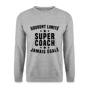 Super coach imité humour cadeau entraîneur drôle - Sweat-shirt Unisexe - gris chiné - Devant - Alina (178cm) & Michal (187cm)