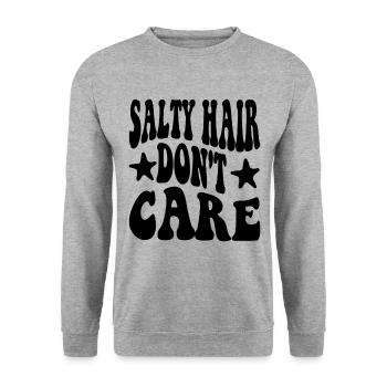 Salty Hair Don't Care - Unisex Pullover - Weißgrau meliert - Vorne - Alina (178cm) & Michal (187cm)