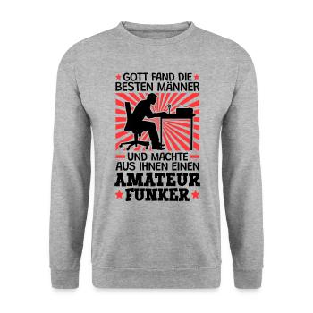 Gott fand die besten Amateurfunker Funkamateur - Unisex Pullover - Weißgrau meliert - Vorne - Alina (178cm) & Michal (187cm)
