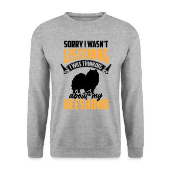 Pensée de Wolfsspitz German Keeshond - Sweat-shirt Unisexe - gris chiné - Devant - Alina (178cm) & Michal (187cm)