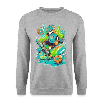 Joueur de football funky dans la conception de jeux d’art de rue - Sweat-shirt Unisexe - gris chiné - Devant - Alina (178cm) & Michal (187cm)