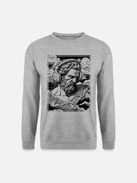 Zeus’ Wolkenparty im düsteren Hip-Hop Street Style - Unisex Pullover - Weißgrau meliert