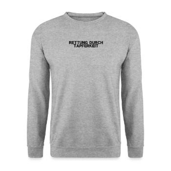 Feuerwehr - Rettung durch Tapferkeit - Unisex Pullover - Weißgrau meliert - Vorne - Alina (178cm) & Michal (187cm)