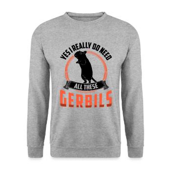 Besoin de toutes ces gerbilles rongeur Gerbille - Sweat-shirt Unisexe - gris chiné - Devant - Alina (178cm) & Michal (187cm)