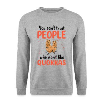 Quokka ne fait pas confiance au marsupial australien - Sweat-shirt Unisexe - gris chiné - Devant - Alina (178cm) & Michal (187cm)