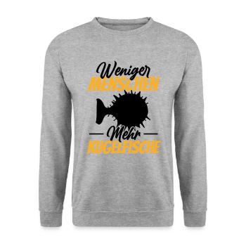 Mehr Kugelfische Riesenkugelfisch - Unisex Pullover - Weißgrau meliert - Vorne - Alina (178cm) & Michal (187cm)