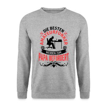 Amateurfunker wird zum Papa Funkamateur - Unisex Pullover - Weißgrau meliert - Vorne - Alina (178cm) & Michal (187cm)