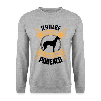 Podenco ist kein Hund spanischer Windhund - Unisex Pullover - Weißgrau meliert - Vorne - Alina (178cm) & Michal (187cm)