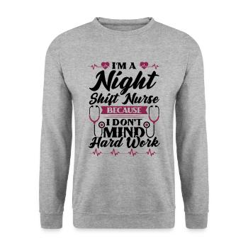 Im a Night Shift Nurse - Unisex Pullover - Weißgrau meliert - Vorne - Alina (178cm) & Michal (187cm)