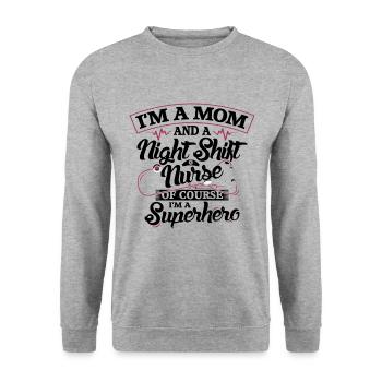 I'm a mom and a Night Shift Nurse - Unisex Pullover - Weißgrau meliert - Vorne - Alina (178cm) & Michal (187cm)