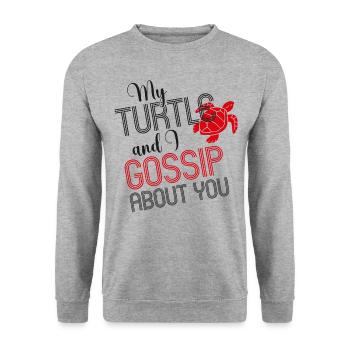 Tortue de mer Tortue Ma Tortue et - Sweat-shirt Unisexe - gris chiné - Devant - Alina (178cm) & Michal (187cm)