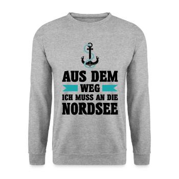 Nordsee Meer Anker Urlaub Norden See Geschenk - Unisex Pullover - Weißgrau meliert - Vorne - Alina (178cm) & Michal (187cm)