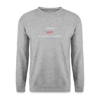 Ethical Hacker, Cyber Security, Hacker, Netzwerk - Unisex Pullover - Weißgrau meliert - Vorne - Alina (178cm) & Michal (187cm)