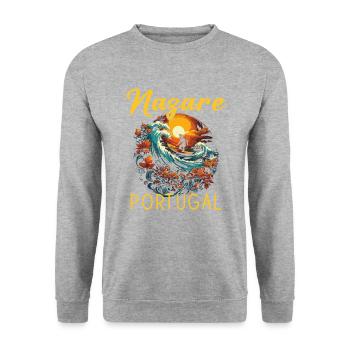 Nazare, Portugal - Unisex Sweatshirt - salt & pepper - Front - Alina (178cm) & Michal (187cm)