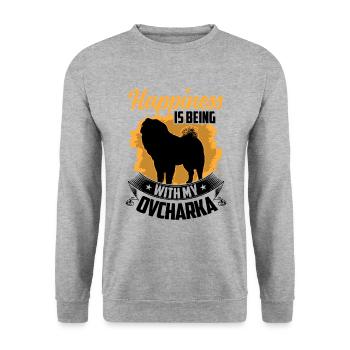 Ovcharka is lucky Caucasian Shepherd Dog - Unisex Sweatshirt - salt & pepper - Front - Alina (178cm) & Michal (187cm)