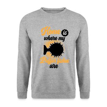 Le poisson-globe est ma maison Poisson-globe géant - Sweat-shirt Unisexe - gris chiné - Devant - Alina (178cm) & Michal (187cm)